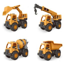 Diecast Model Large Size Engineering Vehicle Model Plastic Excavator Crane Mixer Dump Truck Toy Set for Kids Boys Outdoor Sand Game 230509