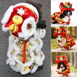 Jackets Teddy Dog Clothes New Year Pet Chinese Lion Dance Costume Coat Winter Puppy Costume Small Dog Spring Festival Tang Suit Jacket