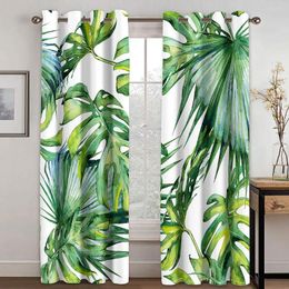 Curtain Free Shiping Modern 3D Tropical Plant Leaves Banana Eucalypt 2 Pieces Shading Window For Living Room Bedroom Decor Hook