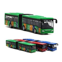 Diecast Model 1PC 18.5cm Metal City Bus Toys Boys Diecast Vehicle Pull Back Bus Gifts Kids Toy Double Section Lengthening Children Alloy 230509