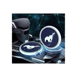 Vehicle Heating Cup Sport 2Pcs Led Holder Mat Pad Coaster With Usb Rechargeable Interior Decoration Light For Mustang Drop Delivery Dhk4A