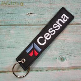 Embroidery Cessna Keychain Fashion Trinket Black Phone Strap Aviation Key Chain for Aviation Gift Key Ring