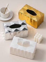 Organisation Luxury Golden Tissue Boxes Storage Napkin Holder Kitchen Tissue Box Square Shaped Container Plastic Craft Desktop Paper Case