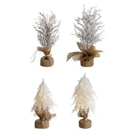 Christmas Decorations Mini Tree With Lights Branches Tabletop Decoration For Home Holiday Office Party Indoor