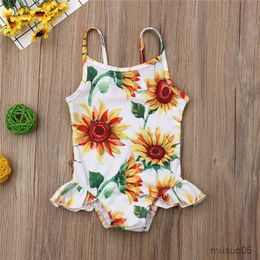 Two-Pieces Newborn Swimsuits Sunflower Print Toddler Kids Baby Girl Swimwear One piece Swimming Suits Baby Beachwear Children Clothes