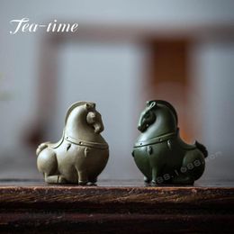 Teaware Chinese Purple Clay Handmade Sculpture Horse Tea Pet Figurines Tea Ceremony Zen Tea Table Decoration Accessories Ornament Animal