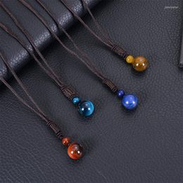 Pendant Necklaces 2023 16MM Blue Tiger Eye Necklace Hand-woven Rope Natural Agate Lapis Lazuli For Men And Women