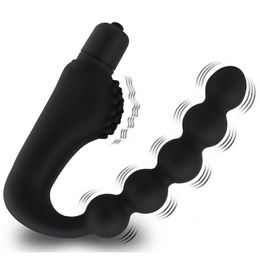 Giocattoli anali Silicone 10 velocità Plug anale Massaggiatore prostatico Vibratore Butt Plug 5 Perline Giocattoli sessuali per donna Uomo Prodotto adulto Sex Shop Sexo 230508