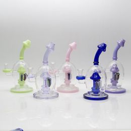 8inch Mushroom shape Glass Bong Mushroom Perc Bong Heady Waterpipe Unique Smoking Pipe with 1 clear bowl and 1 Quartz Banger for gift