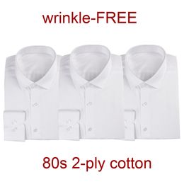 Suits Luxury Men White Dress Shirt 80s 2ply Cotton Wrinkle Free Tailor Made Dress Shirts Custom Made Long Sleeve Man Dress Shirt Male