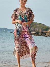 Women's Swimwear Super Chic Beach Cover Up Sexy Loose Fitting Dress Vacation Bikini Jewellery Pattern Print Elegant Style