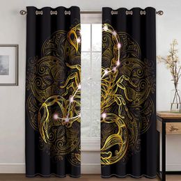 Curtain Black Gold Cool Style Scorpion Design For Wind And Shade Durable Home Decoration Living Room Bedroom