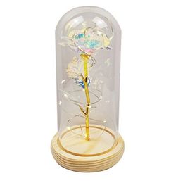 Gift Wrap Gold Foil Galaxy Rose Flower LED Light Home Decor Artificial Flowers In Glass Dome Christmas Valentine's Day For GirlsGift