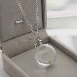Pendant Necklaces Natural Dandelion ing Glass Bottle Crystal Plant Handmade Jewelry Gifts for Women Girls Y23