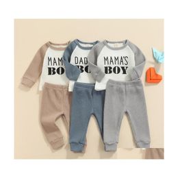 Clothing Sets 024M Infant Baby Boys Clothes 2Pcs Mama Boy Letter Long Sleeve Plover Tops Elastic 3 Colorsclothing Drop Delivery Kids Dh0Uv