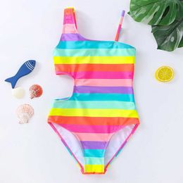 Girls' One Piece Tight 3-10 Years Rainbow Children's Swimwear 2022 New P230602