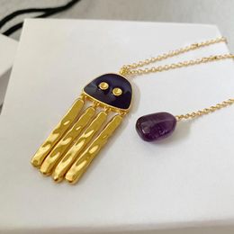 Pendant Necklaces Fashion Design Purple Gem Enamel Octopus Necklace For Women Top Quality Accessories Brand Jewellery Trendy