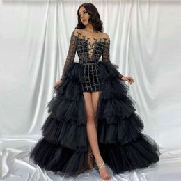 skirt High End Black Ruffled Tiered Tulle Over Wrap Skirts Women Maxi Skirt Long Puffy Tulle Skirt Hand Made Bridal Detachable