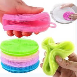 Sponges Scouring Pads Multifunctional Silicone Brush Kitchen Dishwashing Sourcing Pad Decontamination Pot and Bowl Cleaning Anti Hot Table Mat Y23
