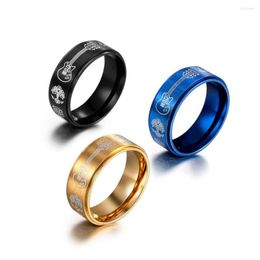 Cluster Rings S7 Tree Of Life Men's Ring Stainless Steel Tricolour Guitar European And American Jewellery Wholesale SA1131