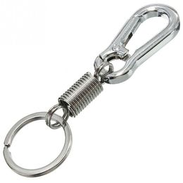 Keychains Stainless Steel Gourd Buckle Carabiner Keychain Waist Belt Clip Anti-lost Hanging Retractable Keyring