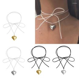 Chains Heart Pendant Necklace Choker Long Chain Love Men Women Chocker Alloy Material Gift For Girlfriends