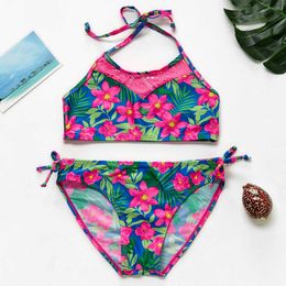 2-15Y Youth 2021 Two Piece Girls' Tropical Flower Swimwear Children's Bikini Set - ST200 P230602