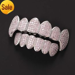 Personality Hip Hop Body Jewelry Iced Out Top and Bottom Set Micro Pave Bling CZ Grills Teeth For Women Men Delicate Gifts