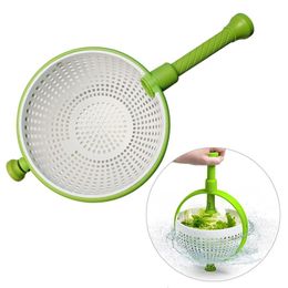 Tools Collapsible Salad Spinner Vegetable Fruit Non-Scratch Spinning Colander Rotate Water Drainer Basket kitchen accessories 230506