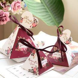 Triangular Pyramid Marble Candy Box Wedding Favors and Gifts es Chocolate for Guests Giveaways es Party Supplies 220811