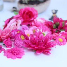 Decorative Flowers Set Of 20 Pieces Artificial Orchids Camellia Mixed Silk Heads Wedding Bride DIY Wreath Accessories Simulation Craft S01