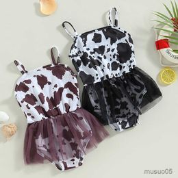 Two-Pieces Kids Girls Cute Swimsuit Spot Print Spaghetti Strap Sleeveless Tulle Skirt Hem Sling Swimwear Summer Bathing Suit