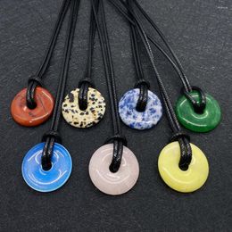 Pendant Necklaces Natural Quartz Crystal Round Donut Necklace Exquisite Women's For DIY Jewelry Making Fashion Accessories 25mm