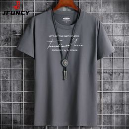 Men's T-Shirts JFUNCY Summer Men Tops Plus Size S-6XL Loose O-Neck Short Sleeve Man Cotton Tshirt Letter Print Men's Casual T-shirts 230509