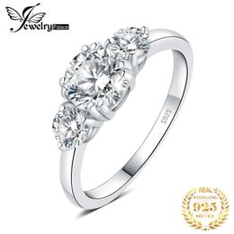 Band Rings JewelryPalace Moissanite D Colour 14ct 925 Sterling Silver 3 Stone Wedding Engagement Ring for Woman Yellow Rose Gold Plated Z0509