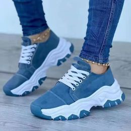 Dress Shoe Casual Shoes Solid Color Sneaker Platform Ladies Canvas Lace Up Suede for Women Plus Size 230509