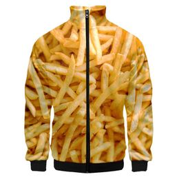 Men's Jackets Creative Food Fries 3D Printed Hooded Unisex Sportswear Sweatshirt Streetwear Zipper Pullover Casual Jacket Custom