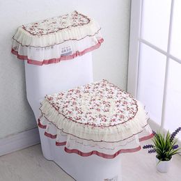 Covers 3pc/Set Lace Bathroom Toilet Seat Water Tank Cover Top Cover Toilet Pad Set ThreePiece Home Bathroom Toilet Dust Cover Supplies