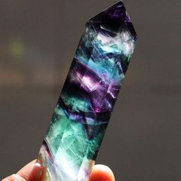 Beads Other Natural Fluorite Quartz Crystal Stone Point Pipe Healing Hexagonal Wand Desk Table Home Ornaments DIYOther