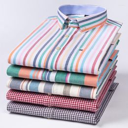 Men's Casual Shirts Plus Size Striped Long-sleeve For Men Slim Fit Formal Plain Shirt Cotton Oxford Tops High Quality Office Designer