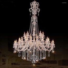 Chandeliers El D140cm Large Led Chandelier Crystal Pendant Fixture Lighting Church Living Room E14 45 Pcs Lustre Light