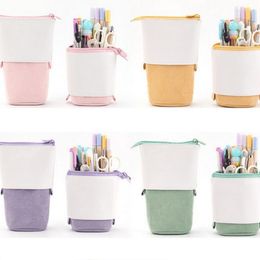 -up Pencil Case Holder Stationery Pu Corduroy Stand-up Transformer Bag Large Capacity Estuches Escolares