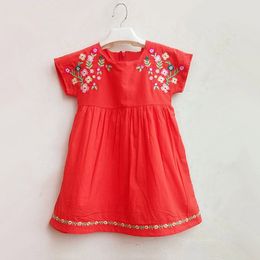 Girl s Dresses Baby Girls Embroidered Dress Summer Princess For Girl Birthday Party Cotton Blue Clothes Kids Casual Korean Children 230508