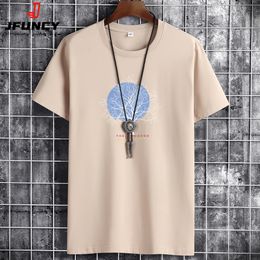 Men's T-Shirts JFUNCY Summer Men's Cotton Tee Shirts Men Casual T-shirt Fashion Tshirt S-6XL Oversize Short Sleeve Man Loose Tops 230509