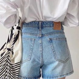 Women's Shorts Back Appliques Shorts Woman Summer High Waist Pockets Designer Style Short Pant Femme Casual Vintage Classic Denim Pants 230509