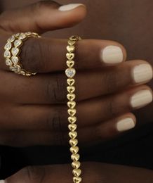 Chain Gold Colour Heart Shaped Tennis Bracelet For Women Girlfriend Lover Gift Fashion Classic Jewellery 230508