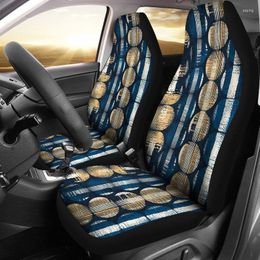 Car Seat Covers Blue Gold Circles Abstract Art Pair 2 Front Protector Accessories