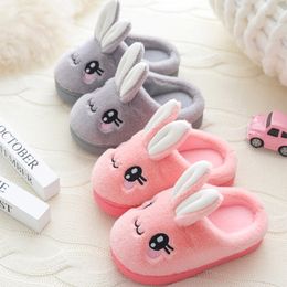 Slipper Baby Girls Cotton Slippers Winter Children's Cute Rabbit Plush Slippers Boys Home Indoor Shoes Furry Kids Slippers 230509