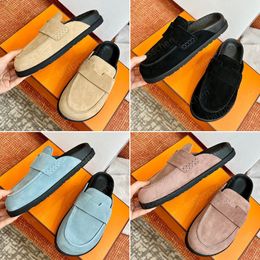 Luxury designer leather women's slippers summer flat sandals Mules slide classic fashion wrap head letters outdoor casual shoes beach shoes Scuffs 35-40