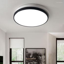 Ceiling Lights Modern Stylish Round Circle Double Layers Acrylic Scrub Black/White Shade LED Light For Living Room